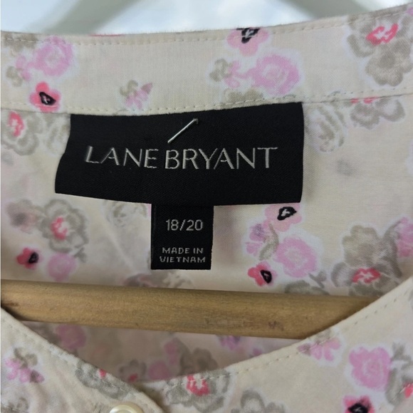 Lane Bryant Floral Button-Up Shirt  18/20 Womens Collarless Long Sleeve Normcore - Picture 6 of 10